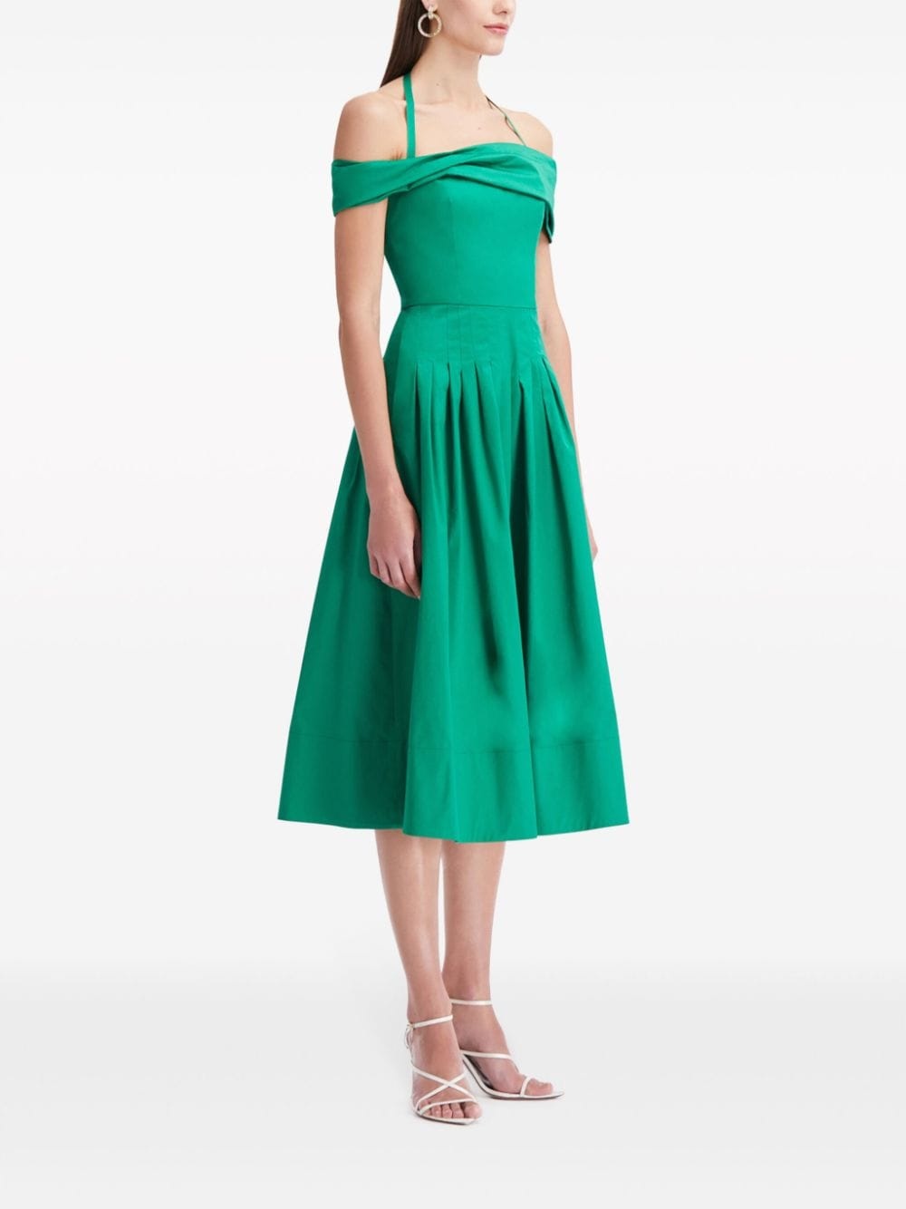 off-shoulder halterneck midi dress - 3