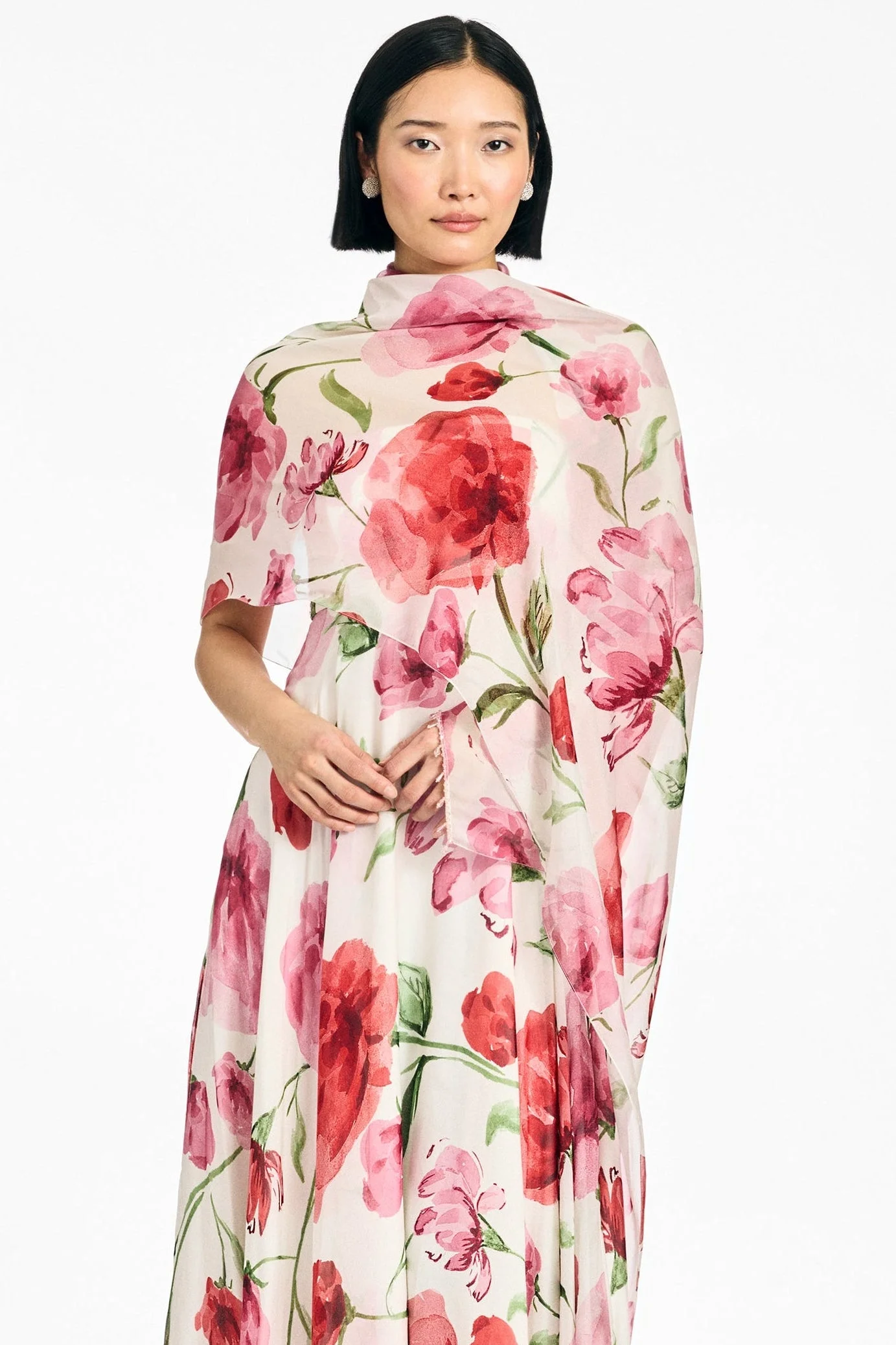 EMMY SCARF - GRANDE WATERCOLOR POPPIES - 1