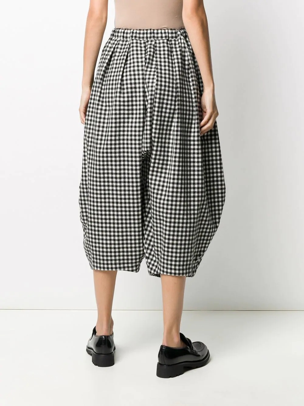 cropped check print trousers - 4