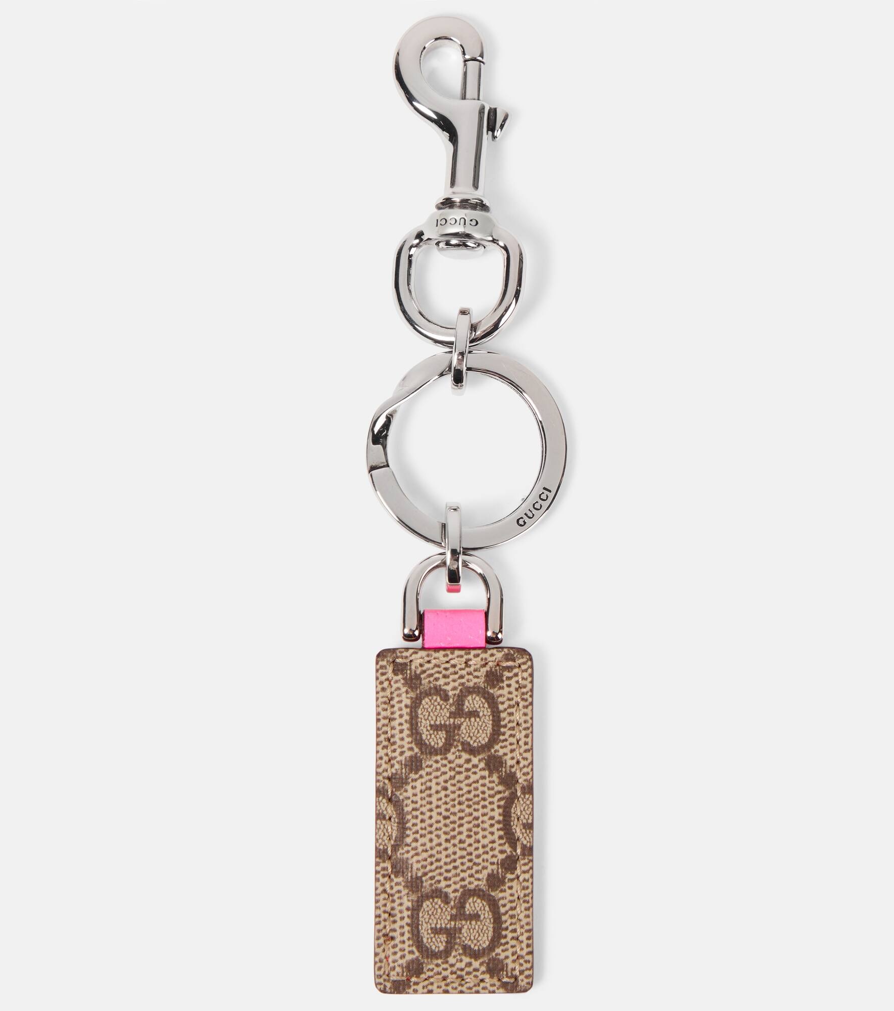 Ophidia leather-trimmed canvas keychain - 1