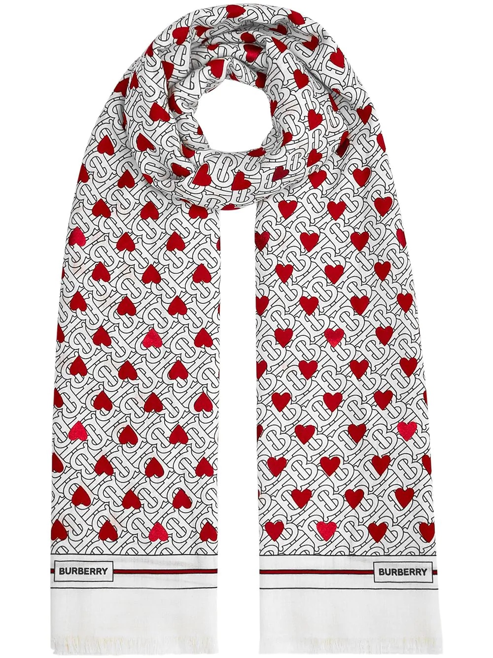 monogram heart print scarf - 1