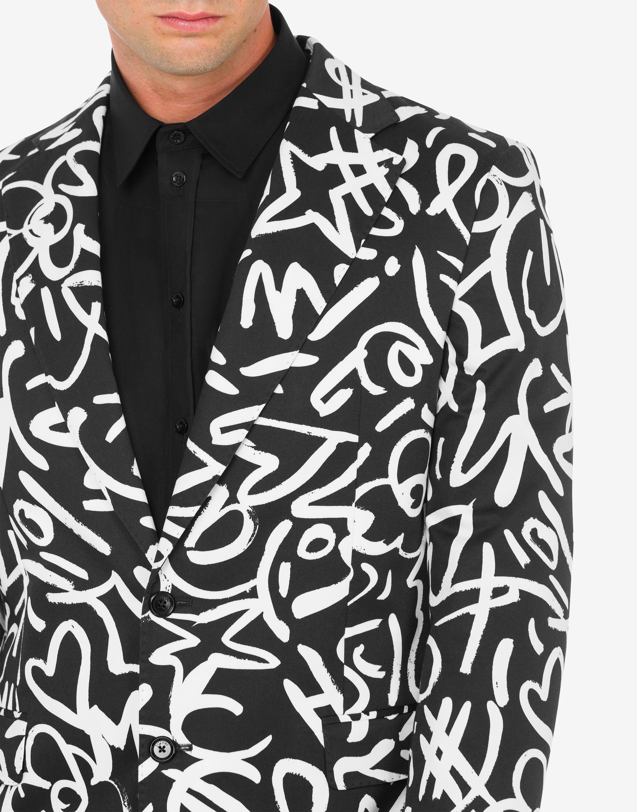 SCRIBBLE PRINT POPLIN JACKET - 4