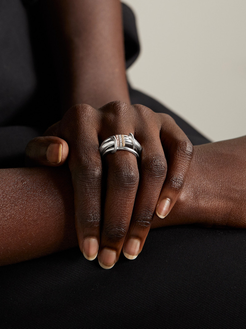 Spinelli Kilcollin Gemini Set Of Three 18-karat White, Yellow And Rose Gold Diamond Rings outlook