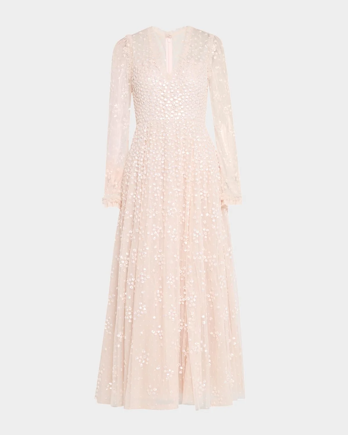 Leila Sequin Dot Tulle Ankle Gown - 1