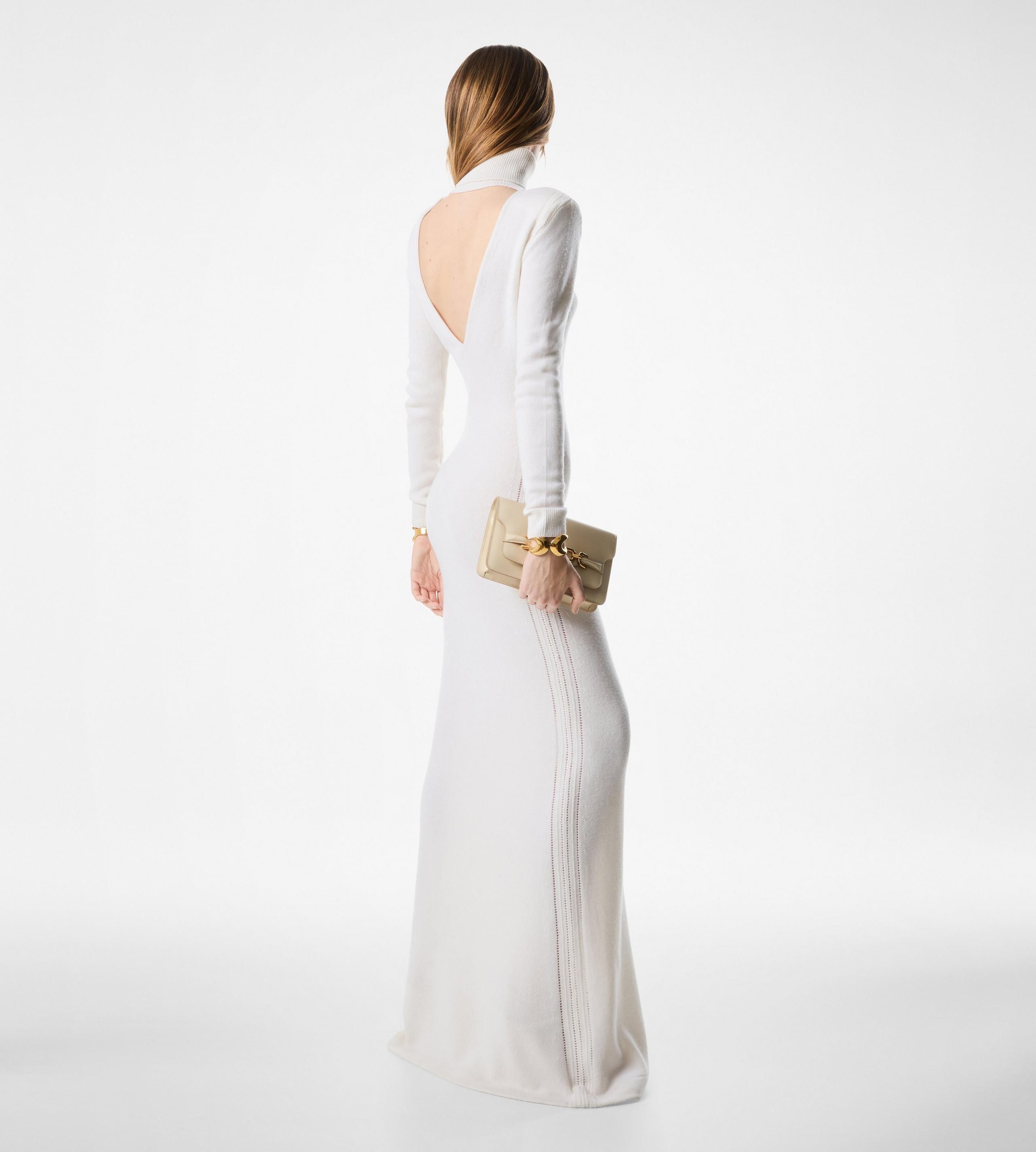 CASHMERE KNIT EVENING DRESS WITH SHOULDER PADS - 3