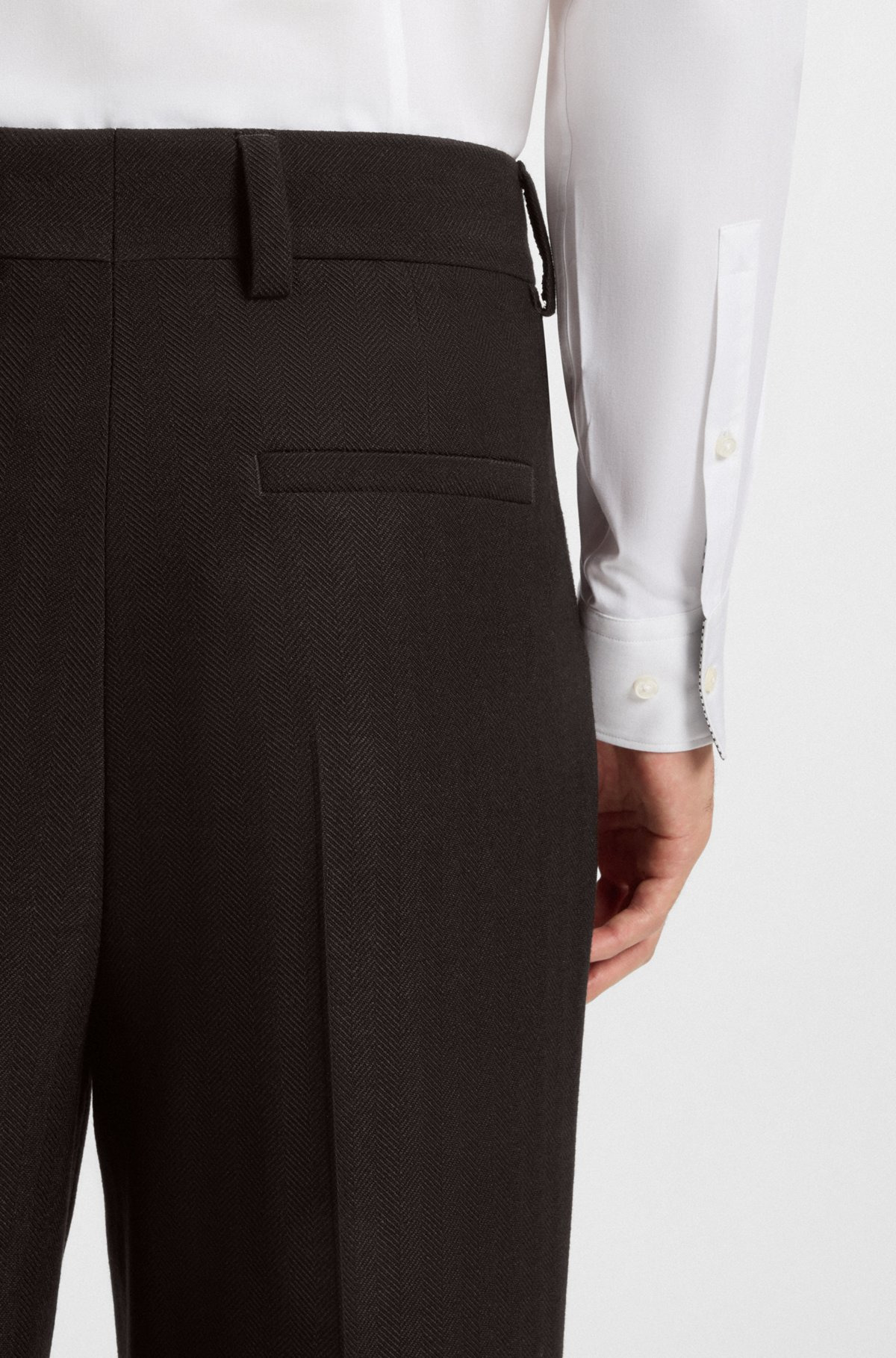 MODERN-FIT TROUSERS IN HERRINGBONE STRETCH DOBBY - 5