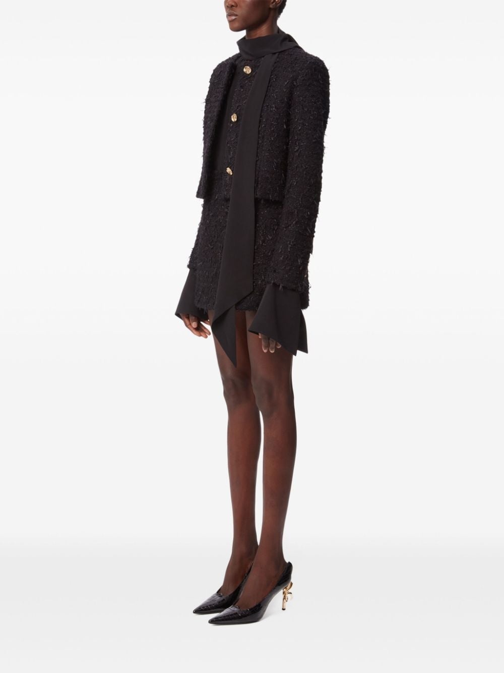 frayed tweed crop jacket - 3