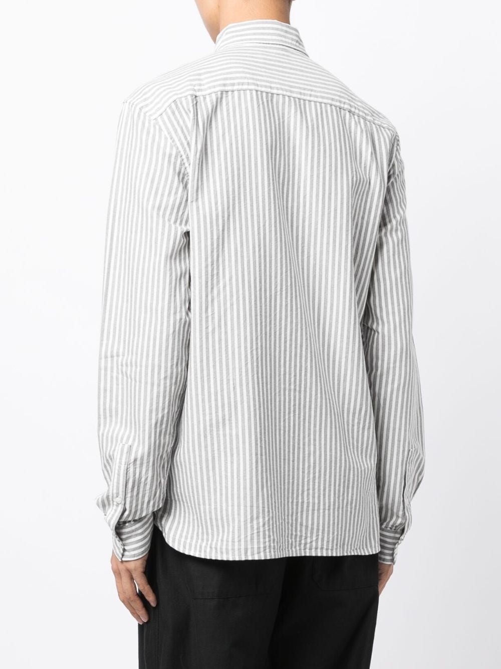 logo-embroidered striped cotton shirt - 4