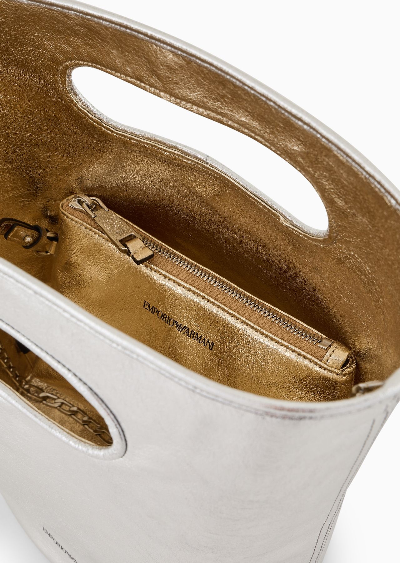 Crinkled-effect lamé bucket shoulder bag - 4