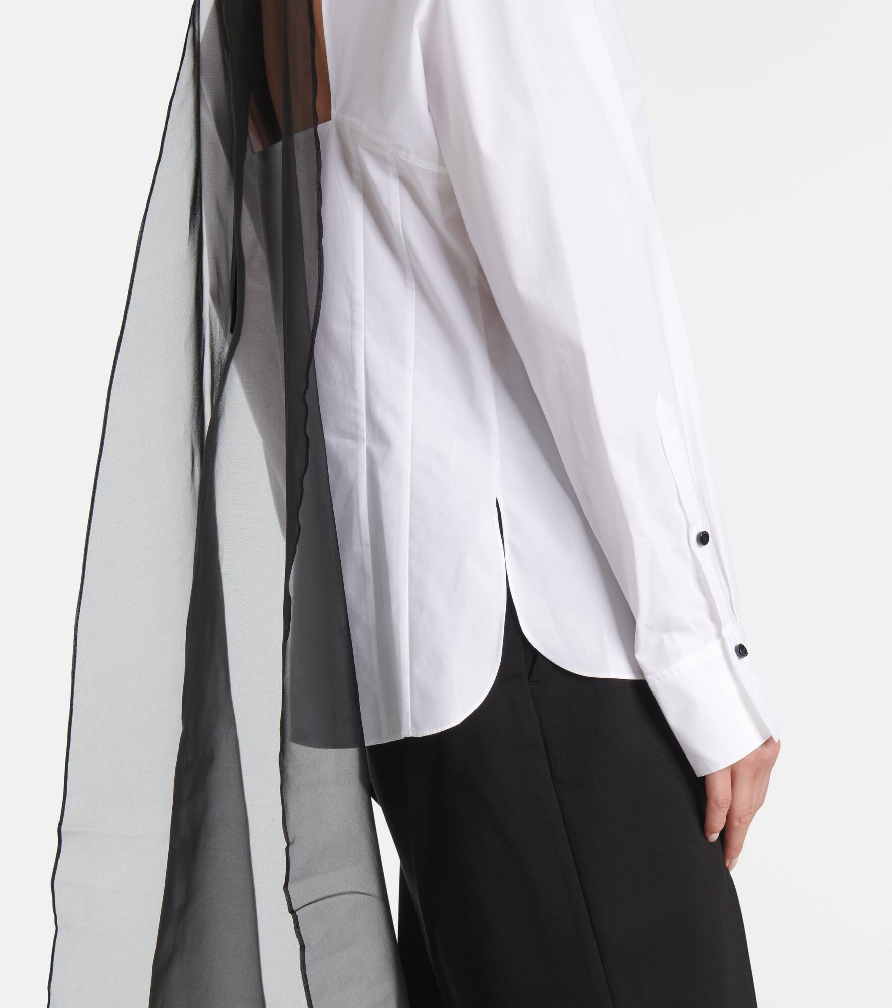 Poplin Power bow-detail cotton-blend poplin shirt - 5