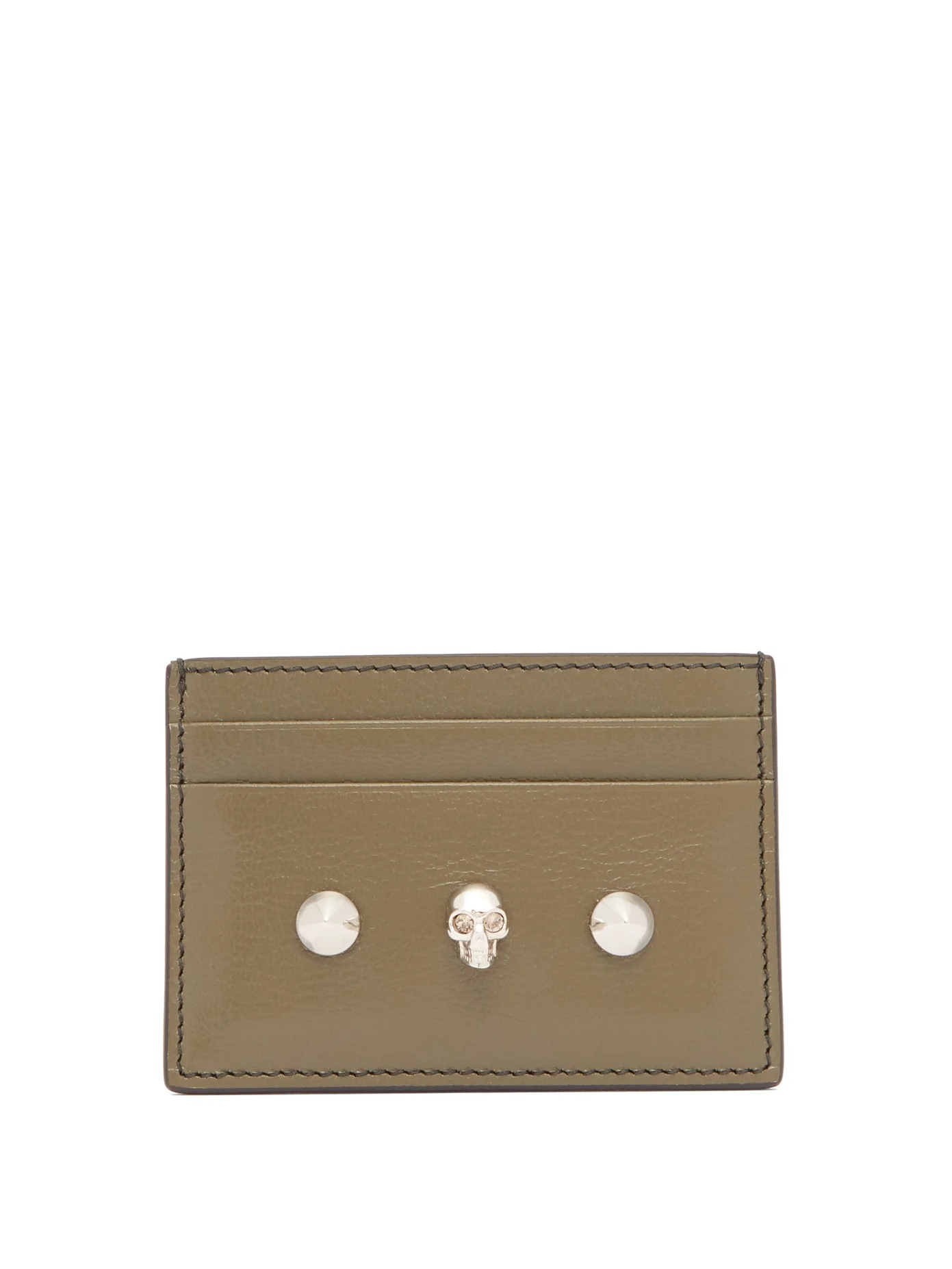 Skull-embellished leather cardholder - 1