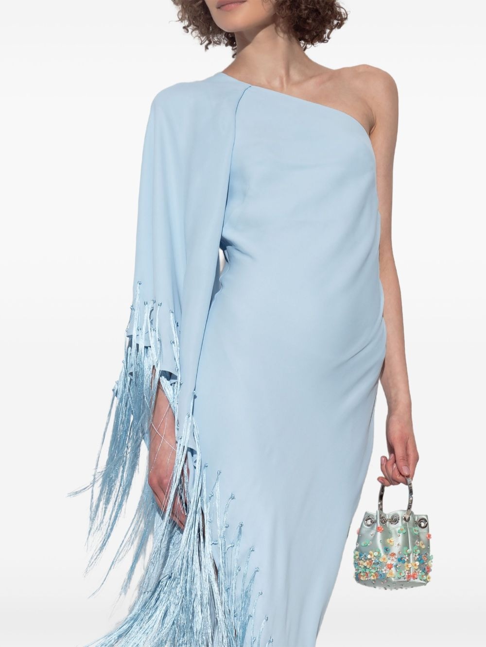 fringe-detailed one-shoulder dress - 2