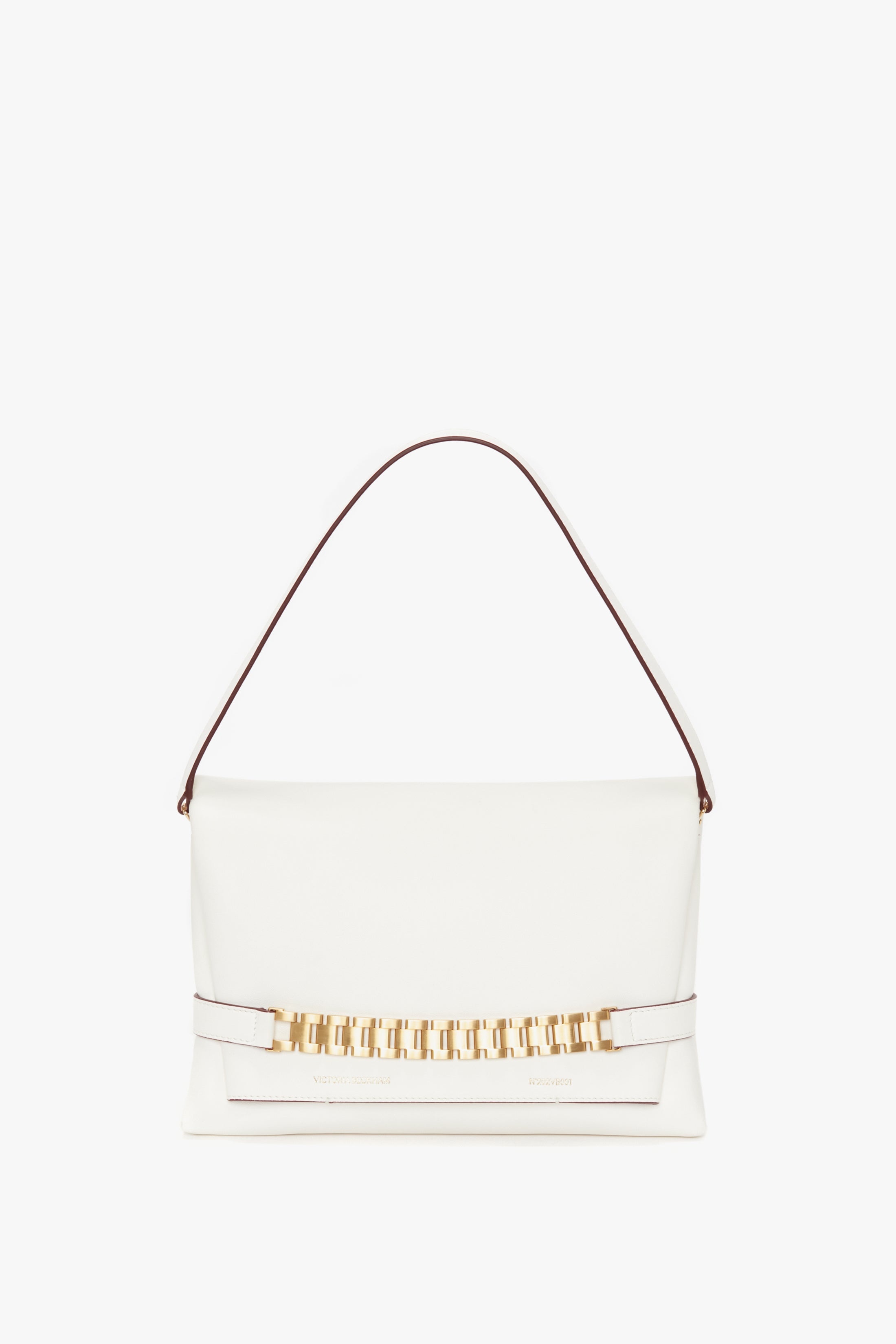 Chain Pouch with Strap In White Leather - 1