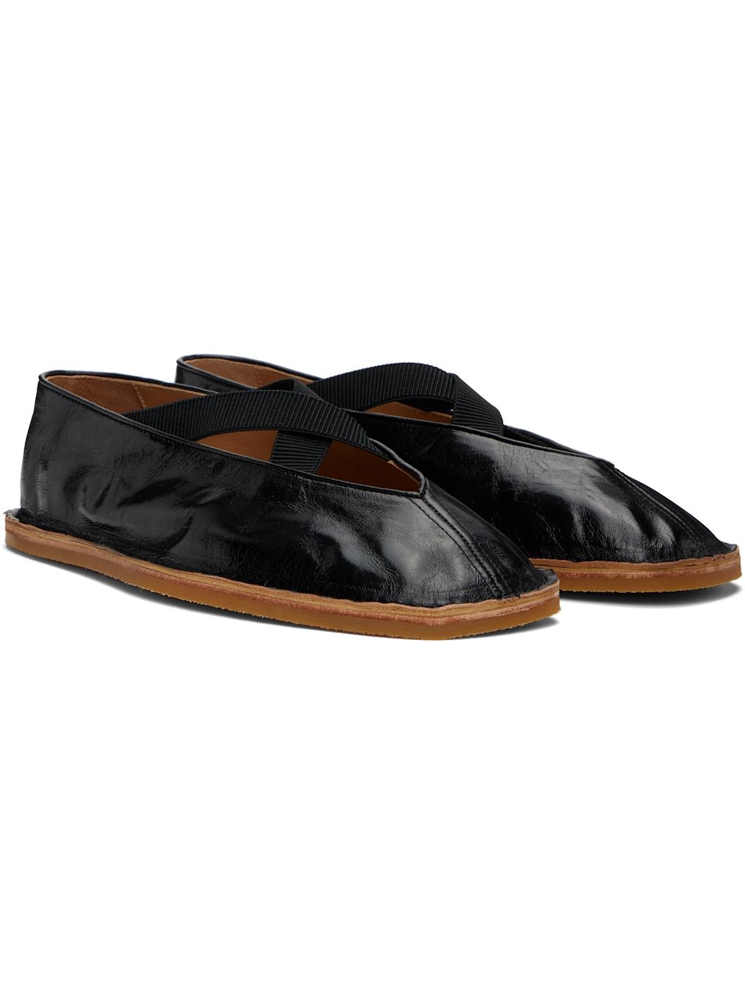 Black Crinkled Leather Loafers - 4