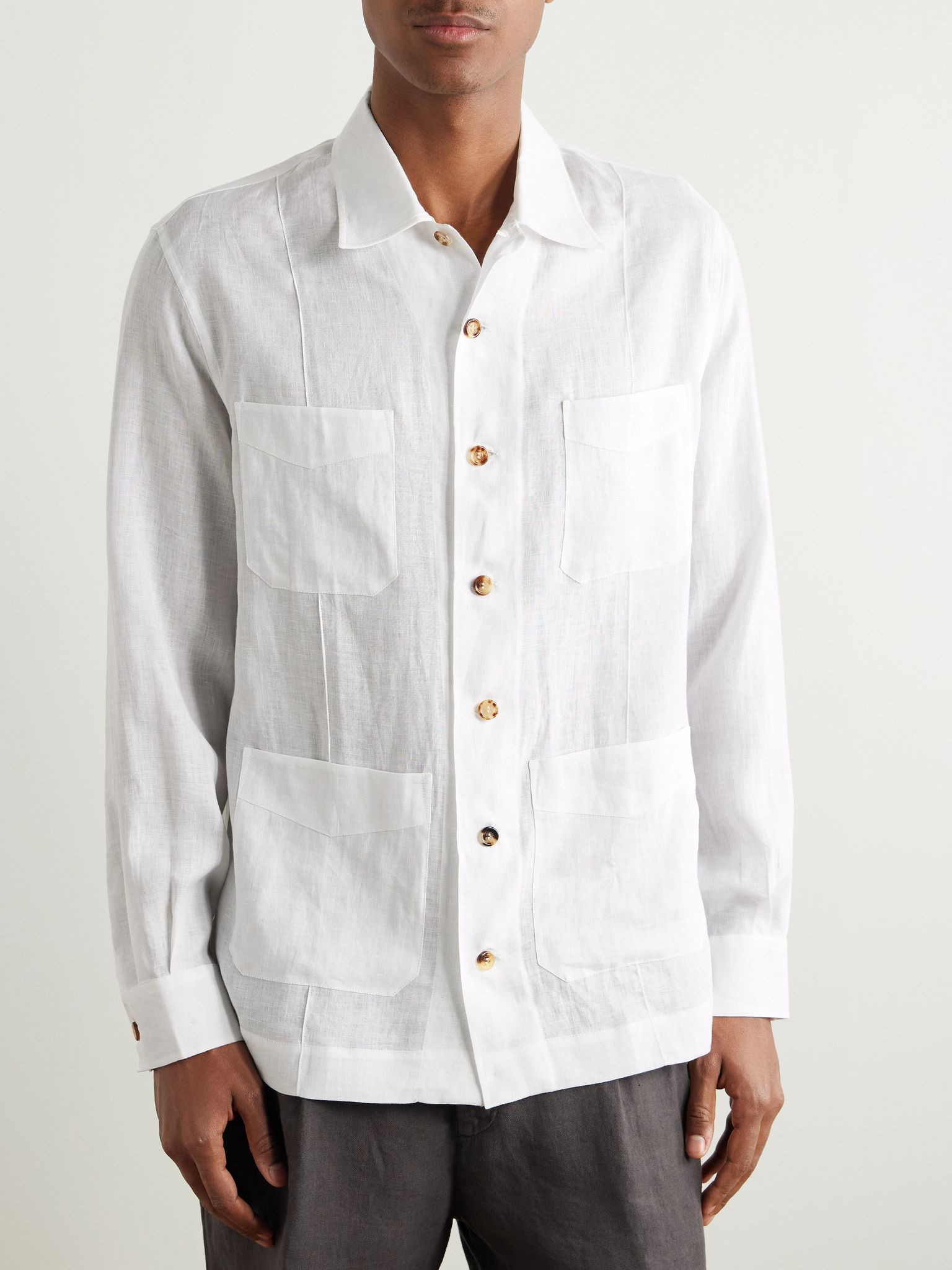 Linen Overshirt White - 3