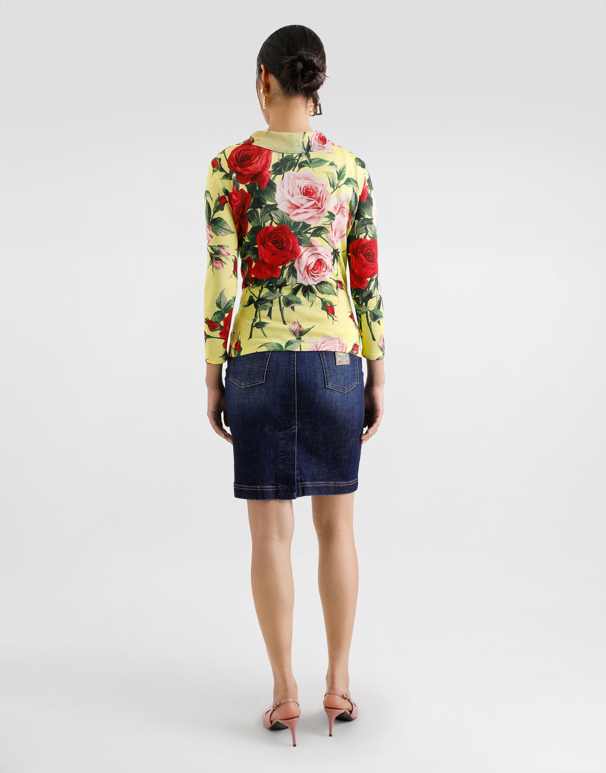 Silk knit tank top with bouquet print - 3