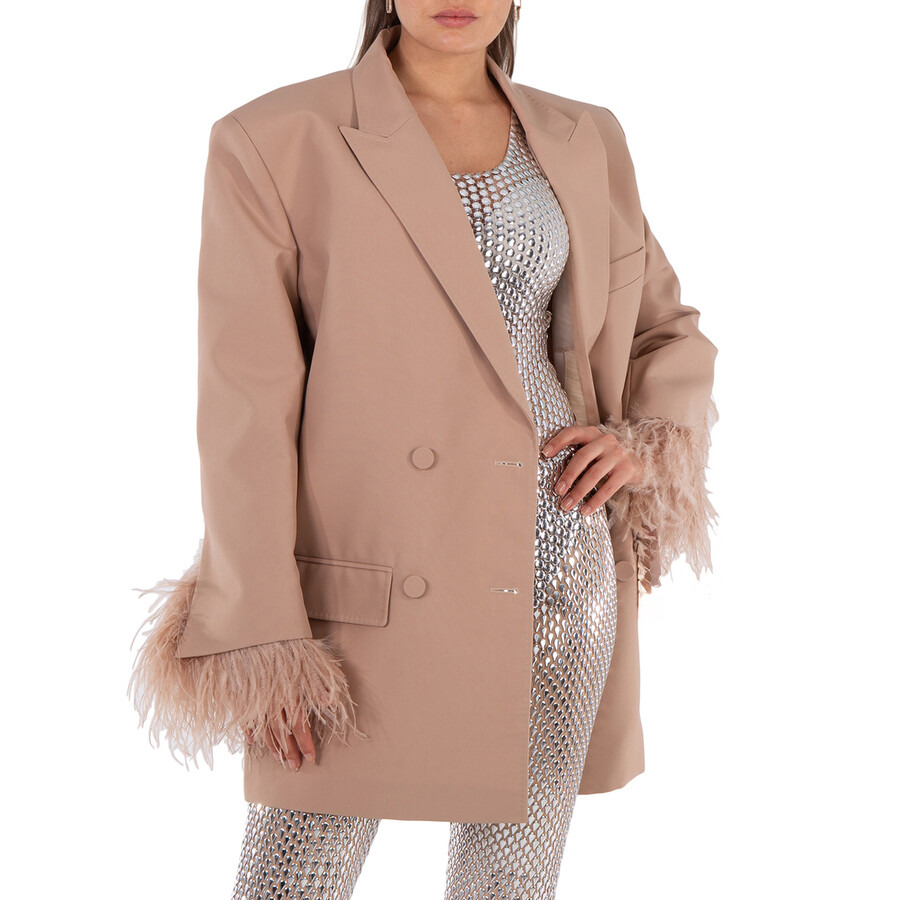 Valentino Ladies Sand Feather Embroidered Jacket - 3