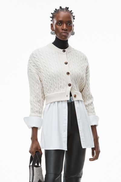 Alexander Wang HYBRID TOP IN COTTON OXFORD AND WOOL CABLE outlook