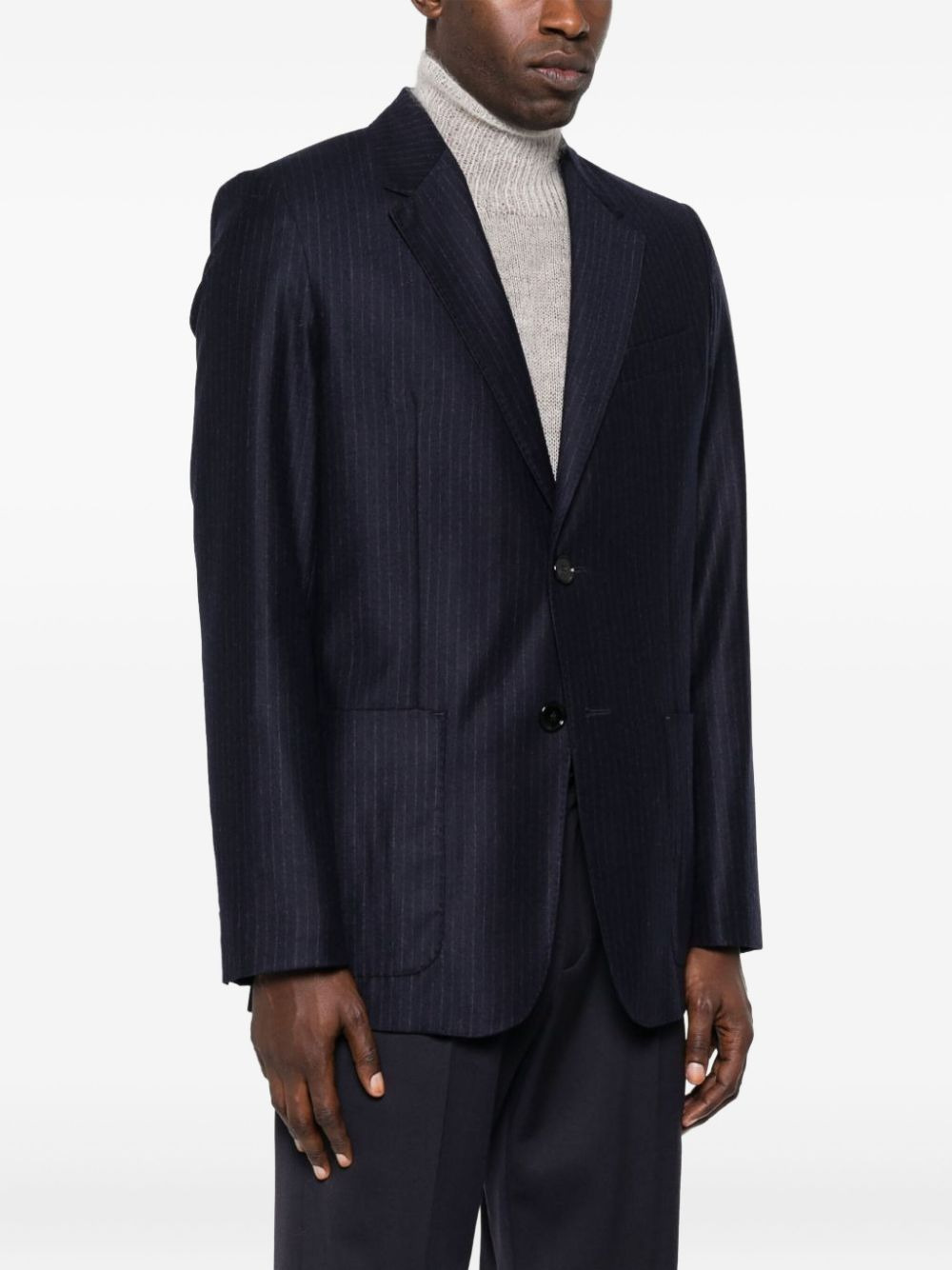 pinstriped single-breasted blazer - 3