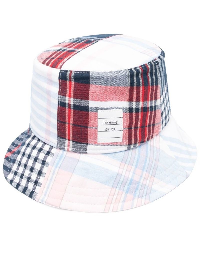 logo-patch checked bucket hat - 1