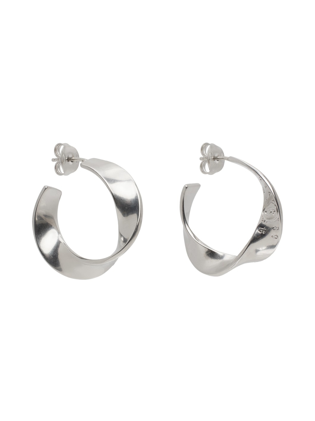 Silver Twisted Hoop Earrings - 2