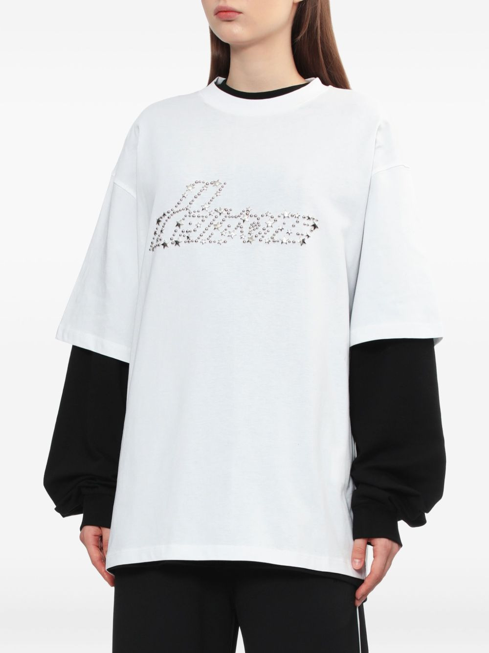 stud-embellished logo T-shirt - 3
