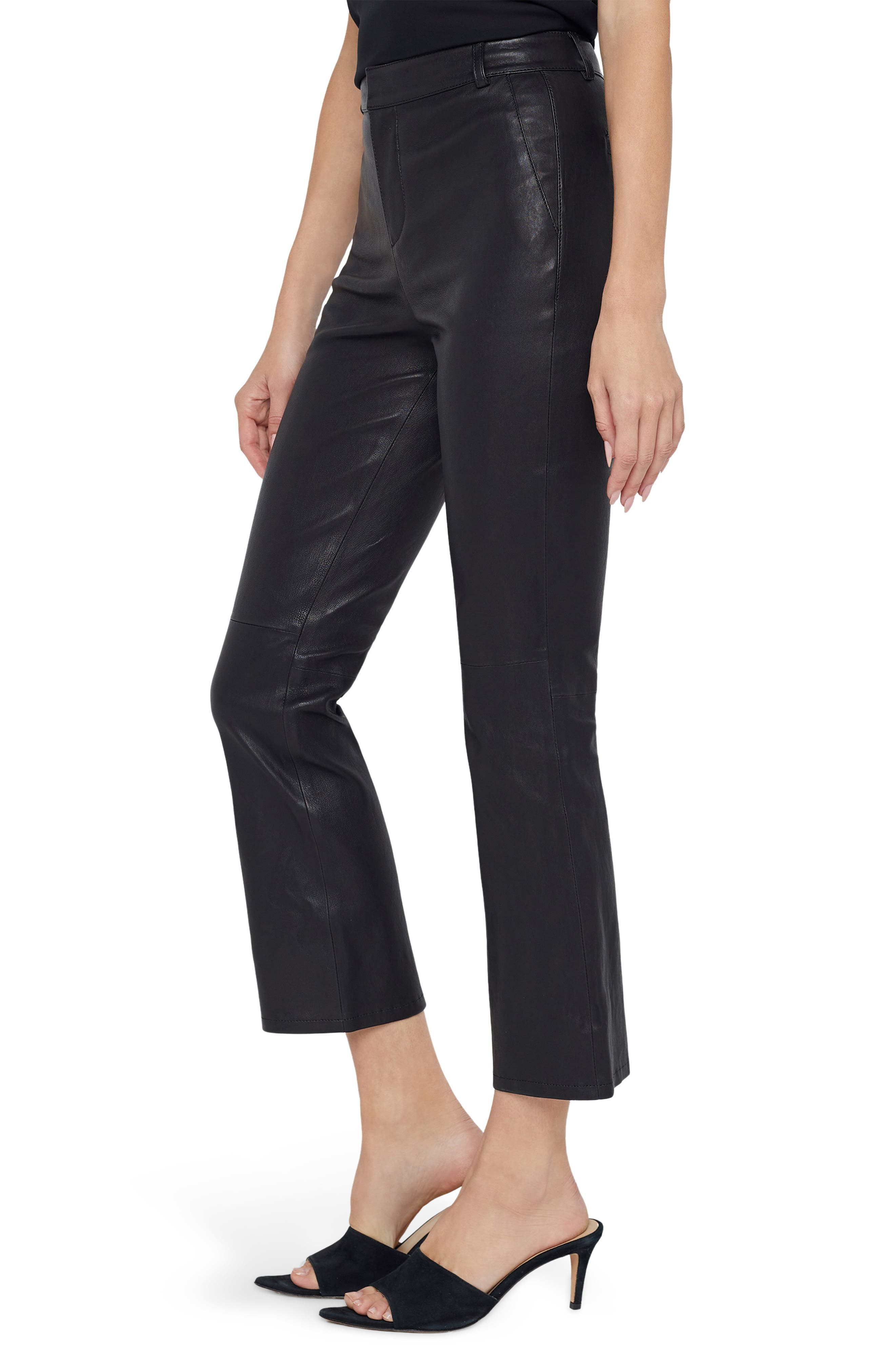 L'AGENCE Ketra Leather Ankle Pants in Black at Nordstrom - 3