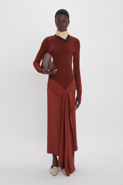 Victoria Beckham High Neck Tie Detail Dress In Russet outlook