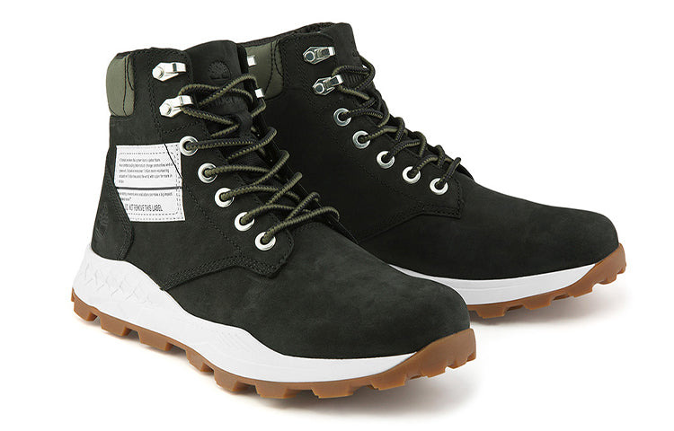 Timberland 6 Inch Brooklyn Side Zip Wide Fit Boots 'Black Nubuck with Green Padded Collar' A41Y6W - 4