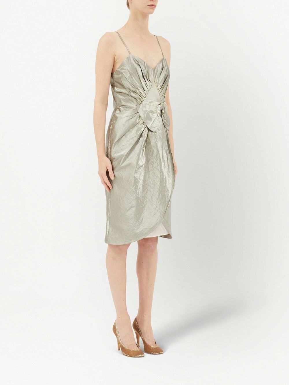 gathered bow detail midi dress - 3