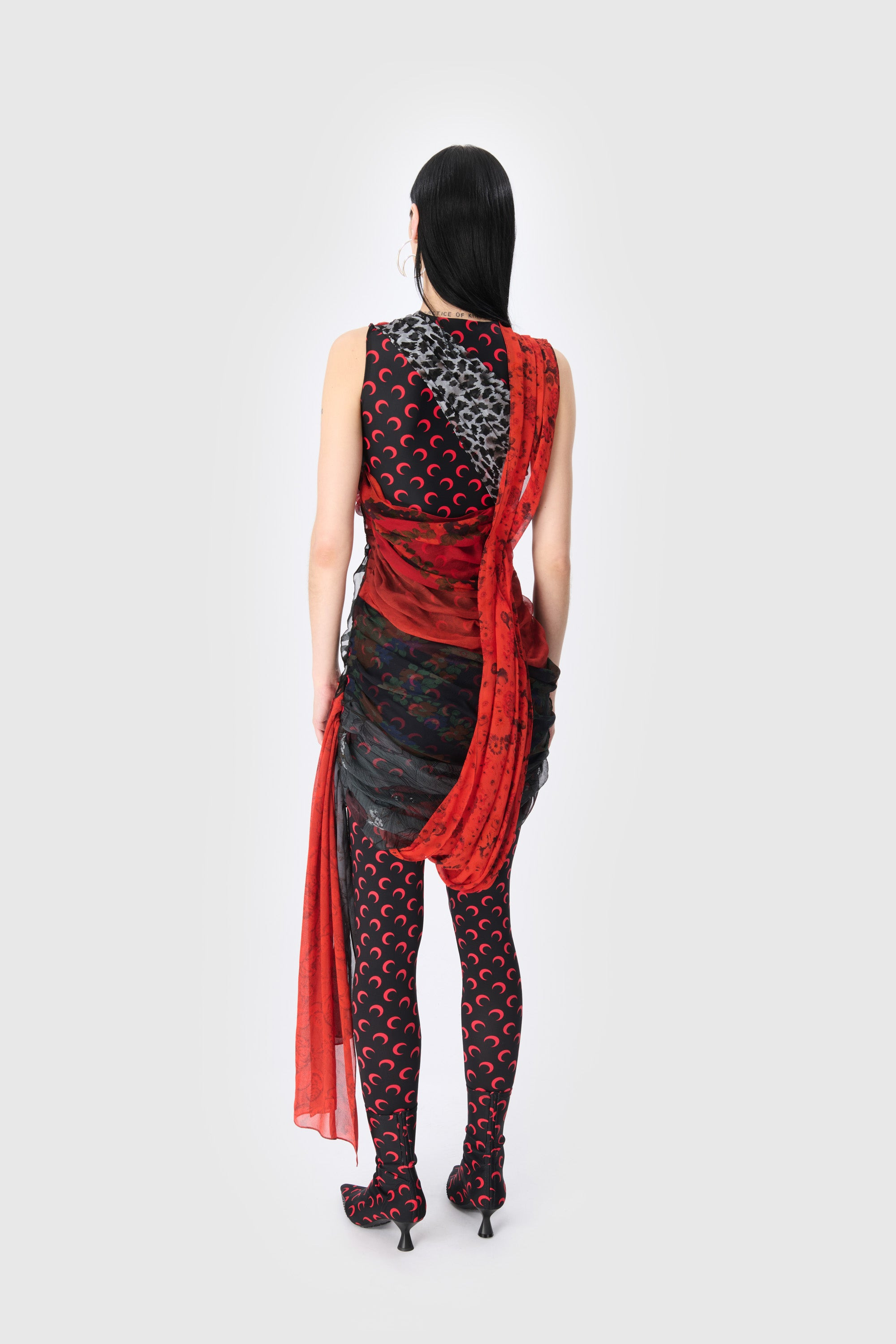 Upcycled Silk Scarves Draped Dress - 3