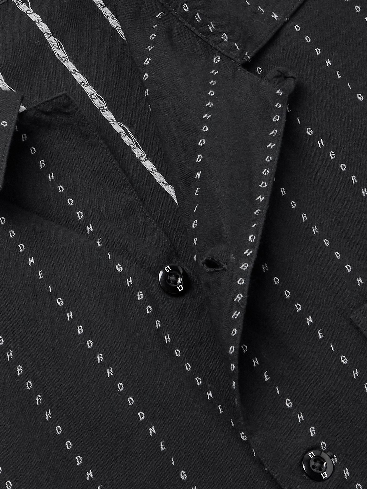 Dobby Convertible-Collar Striped Cotton-Poplin Shirt Black - 4