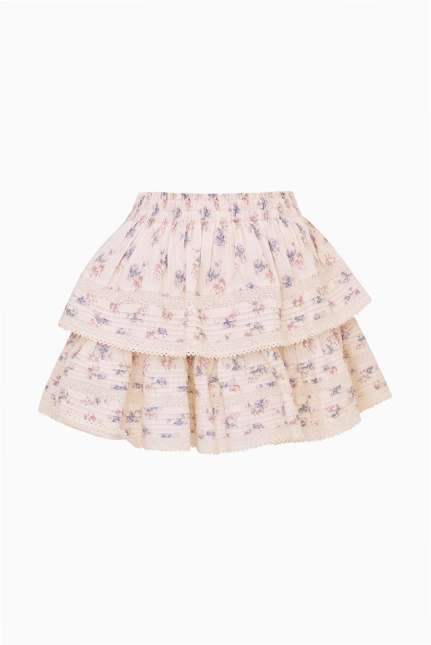 Cream Floral Ruffle Mini Skirt - 1