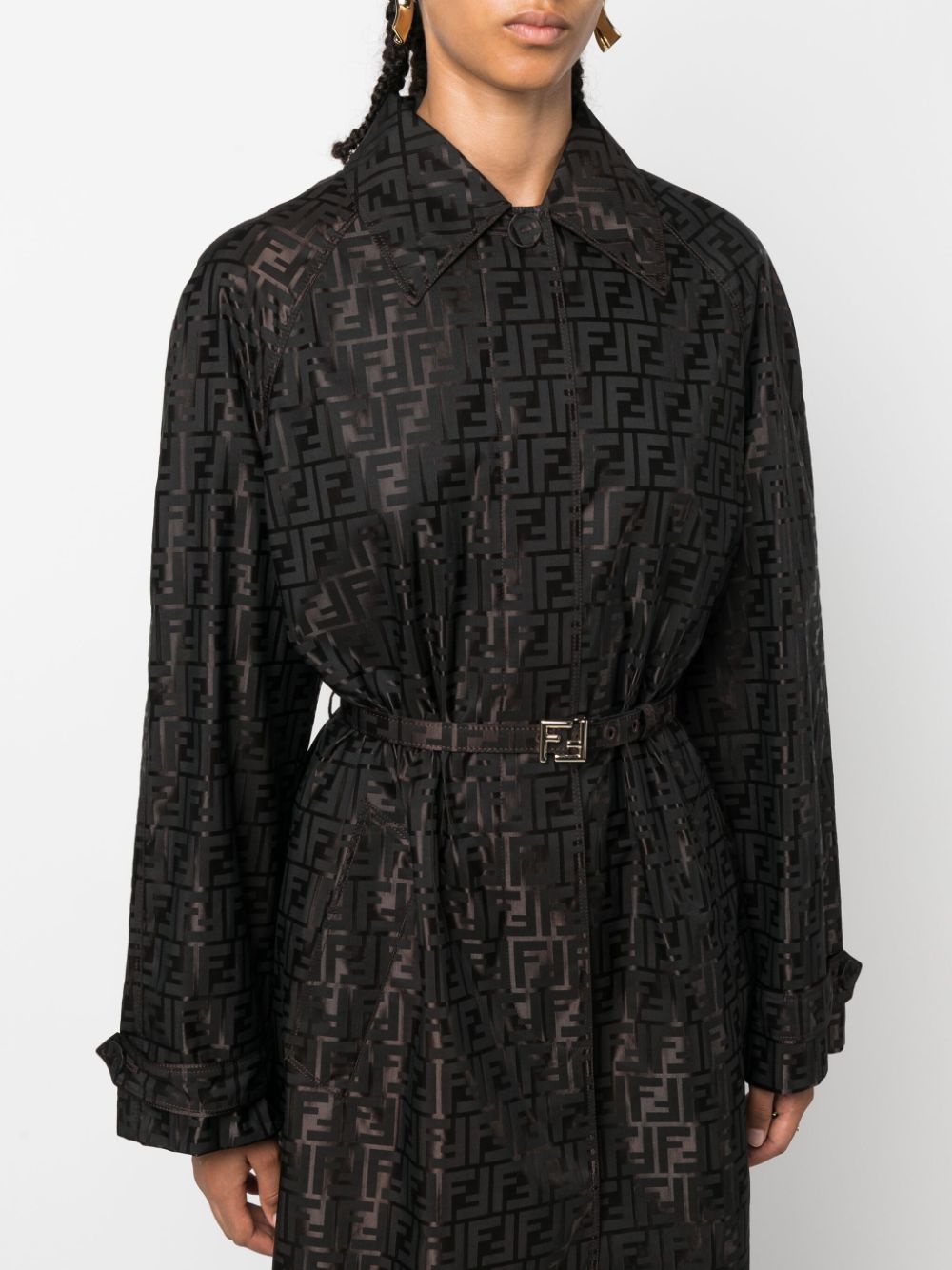 【関税込み】FENDI FF JACQUARD FABRIC TRENCH COAT FENDI FF jacquard trench coat | farfetch | REVERSIBLE