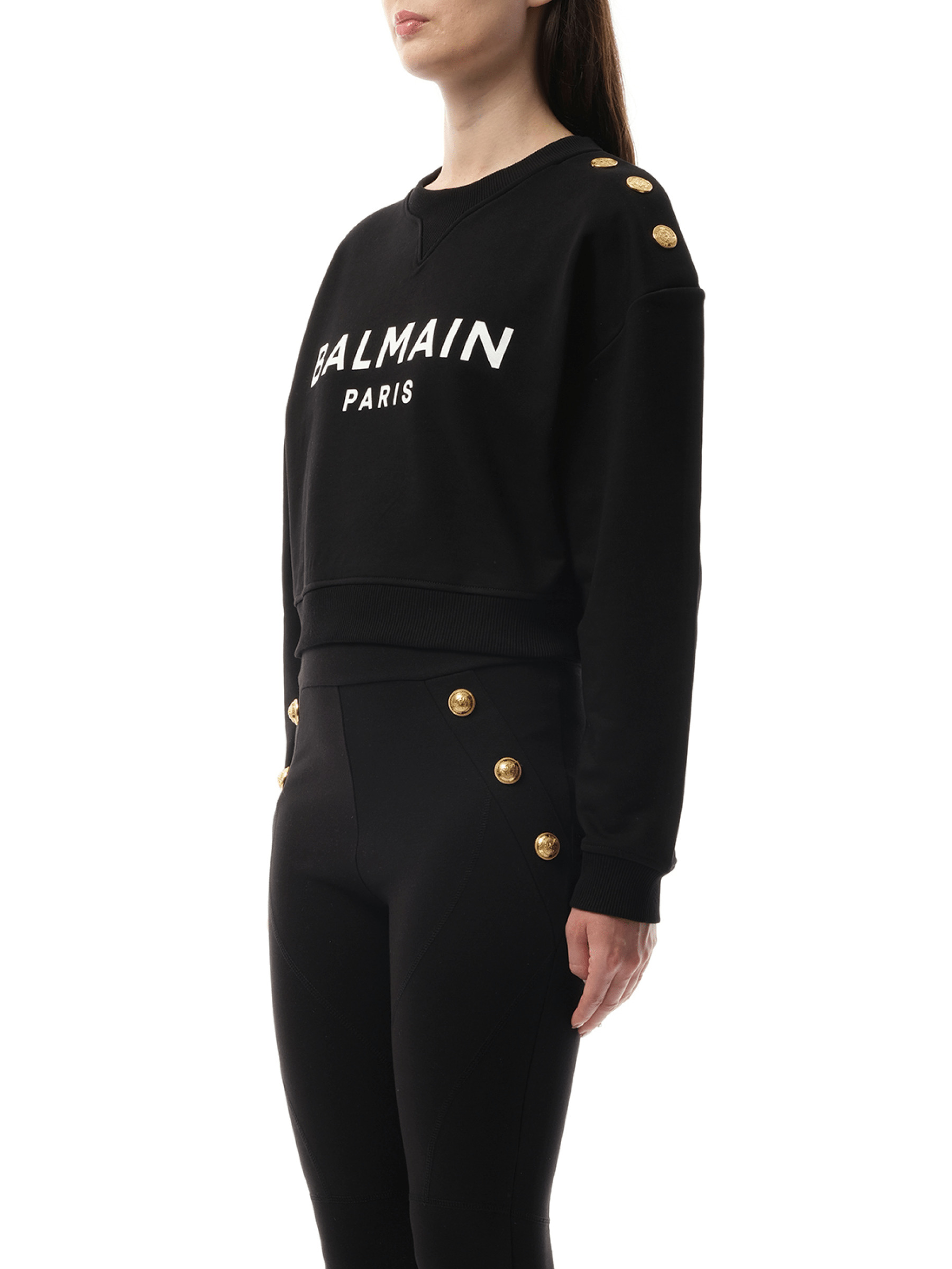 3 Button Balmain Printed Sweatshirt in Black/White - 5
