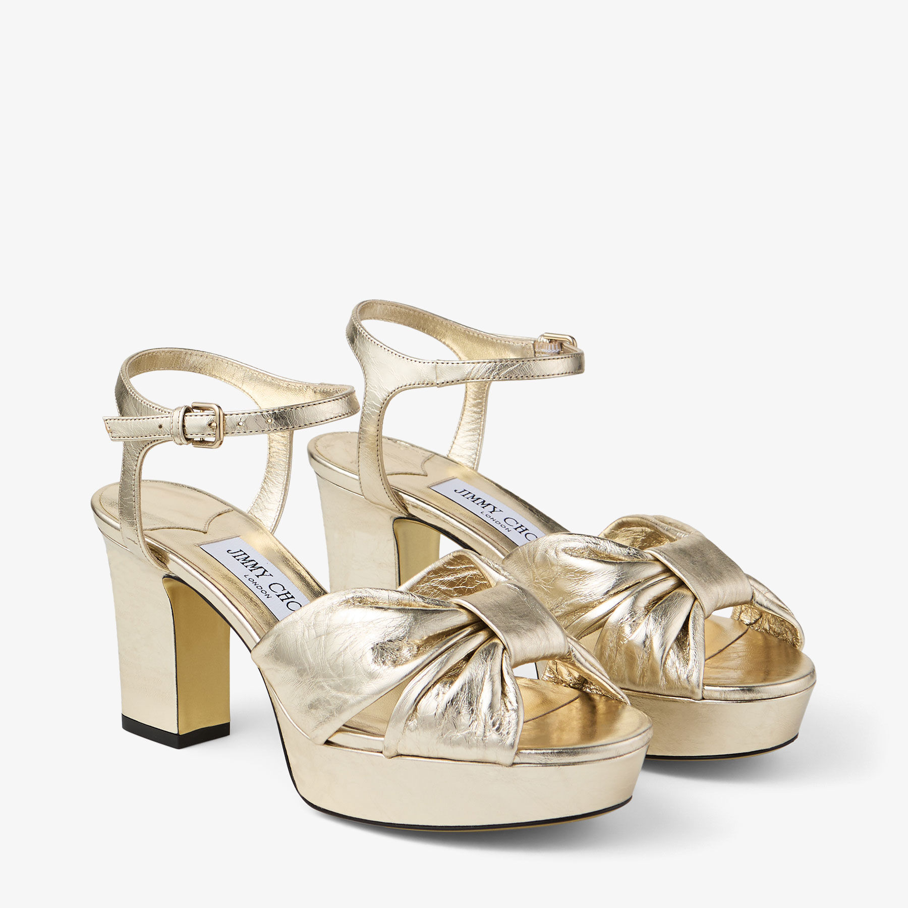 Heloise 80
Gold Vintage Metallic Leather Platform Sandals - 3