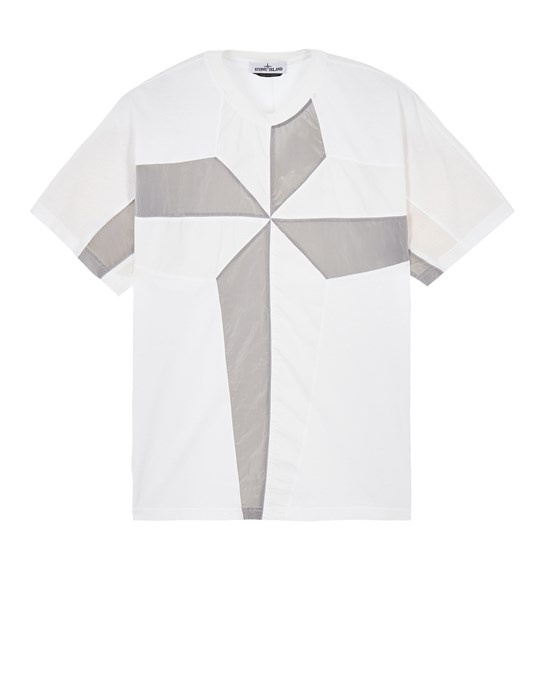 20155 COTTON JERSEY STAR INLAY_GARMENT DYED WHITE - 1