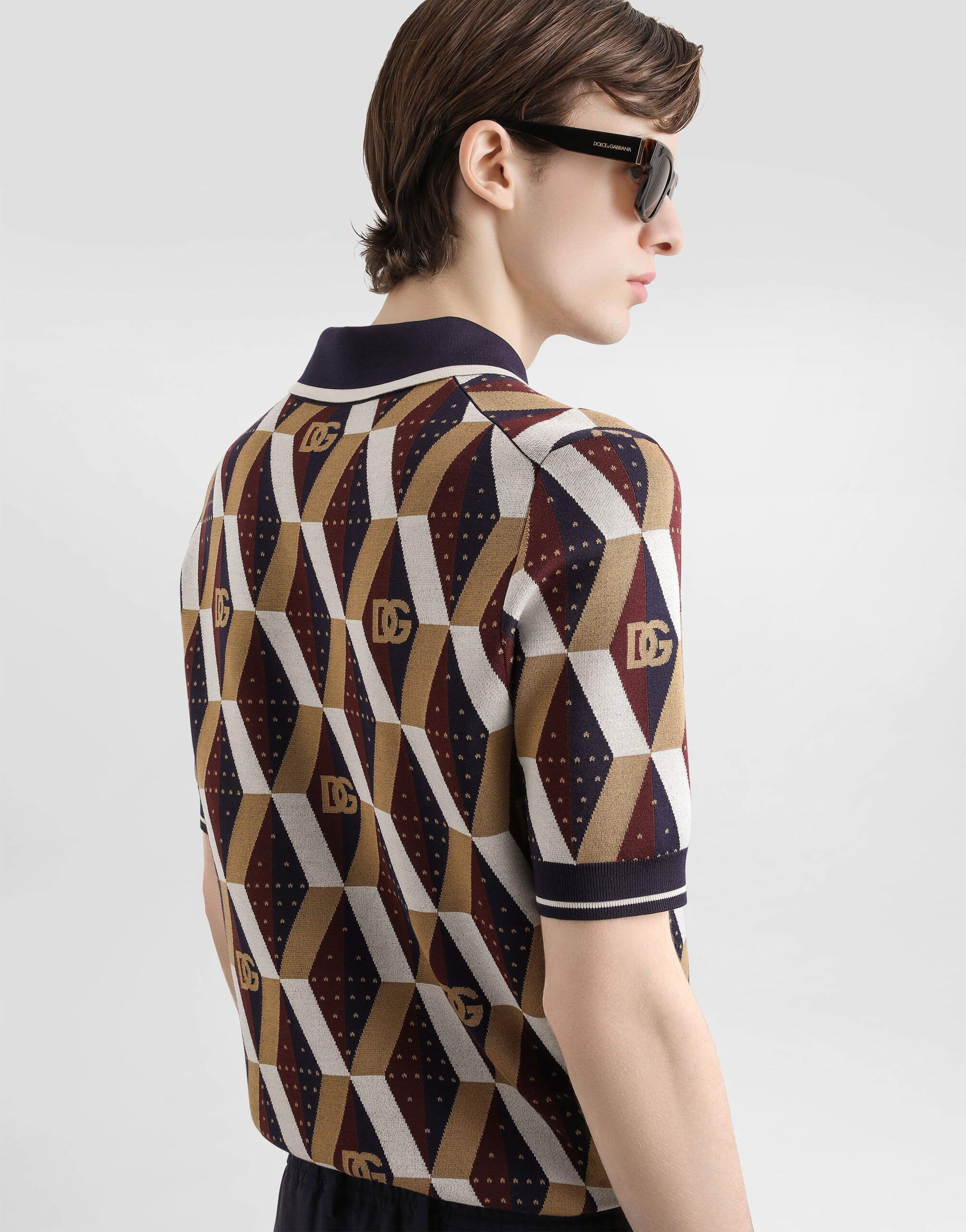 Silk jacquard polo shirt - 5