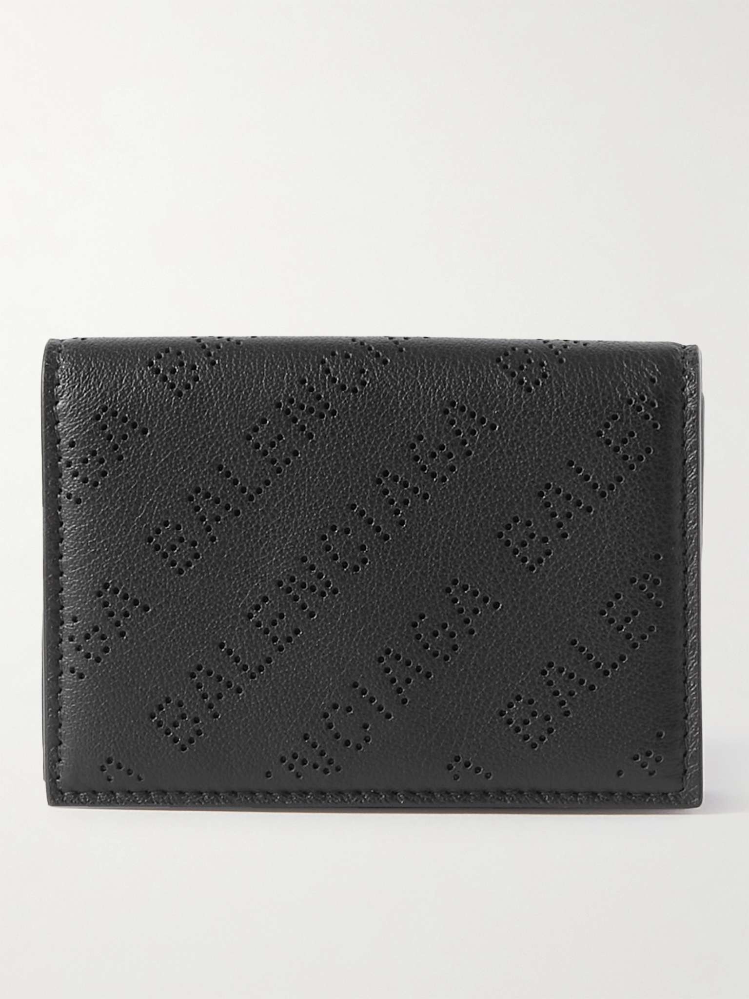 Logo-Perforated Full-Grain Leather Trifold Wallet - 1