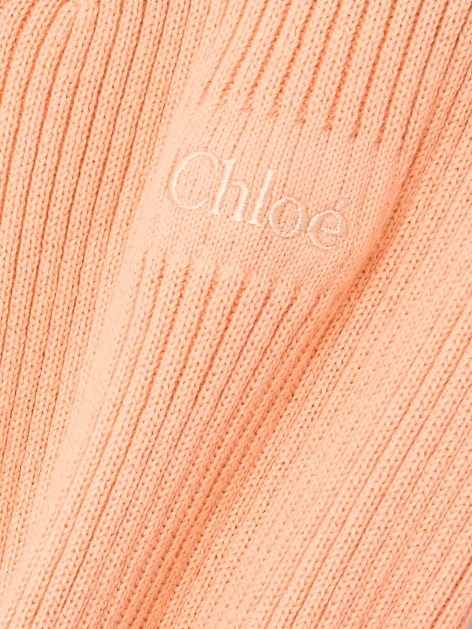 Embroidered striped ribbed cotton sweater Pink - 4