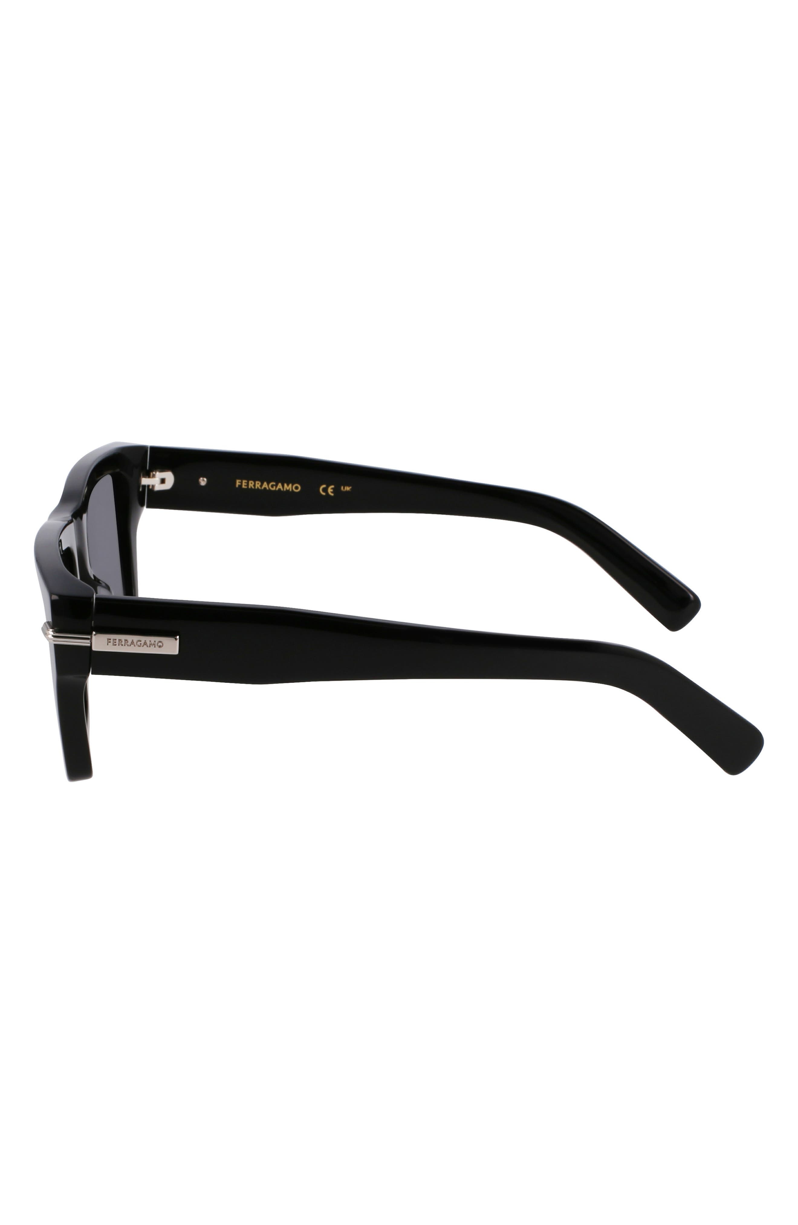FERRAGAMO Prisma 53mm Modified Rectangular Sunglasses in Black at Nordstrom - 4