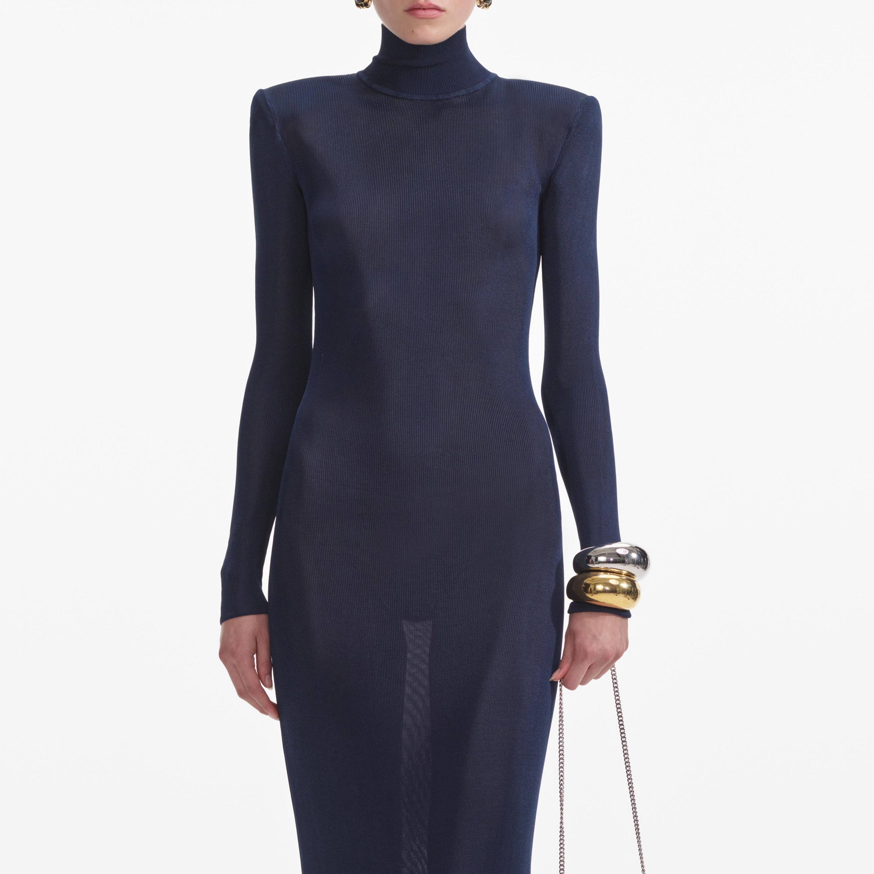 Navy Viscose Knit Maxi Dress - 4