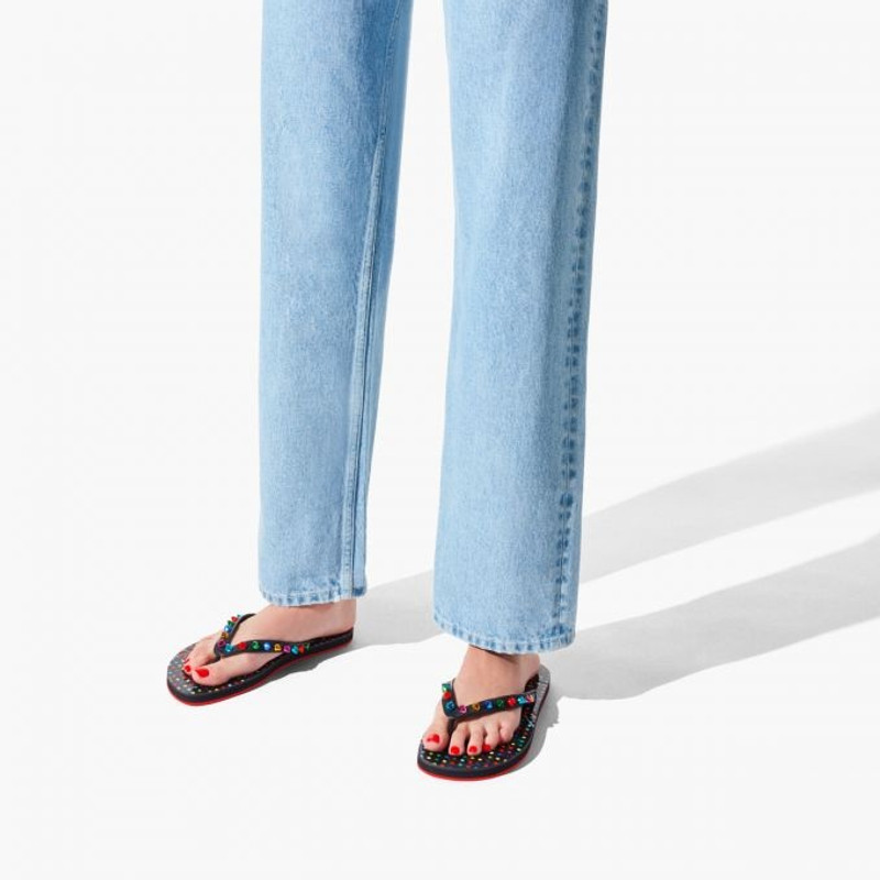 Christian Louboutin Loubi Slip Spikes Woman BLACK/MIX MULTI outlook