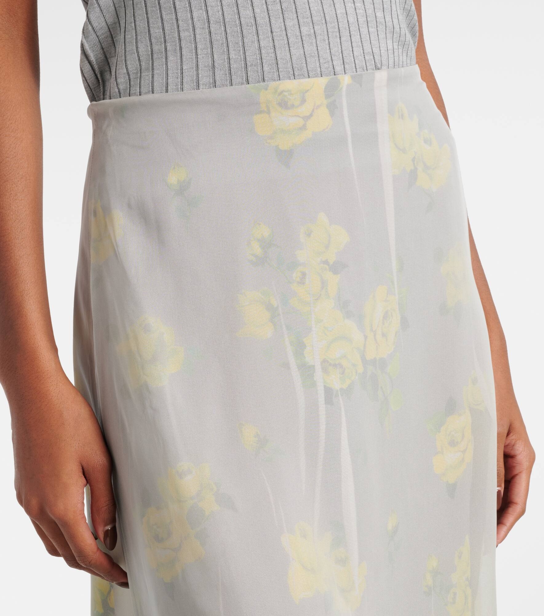 Floral mesh midi skirt - 4