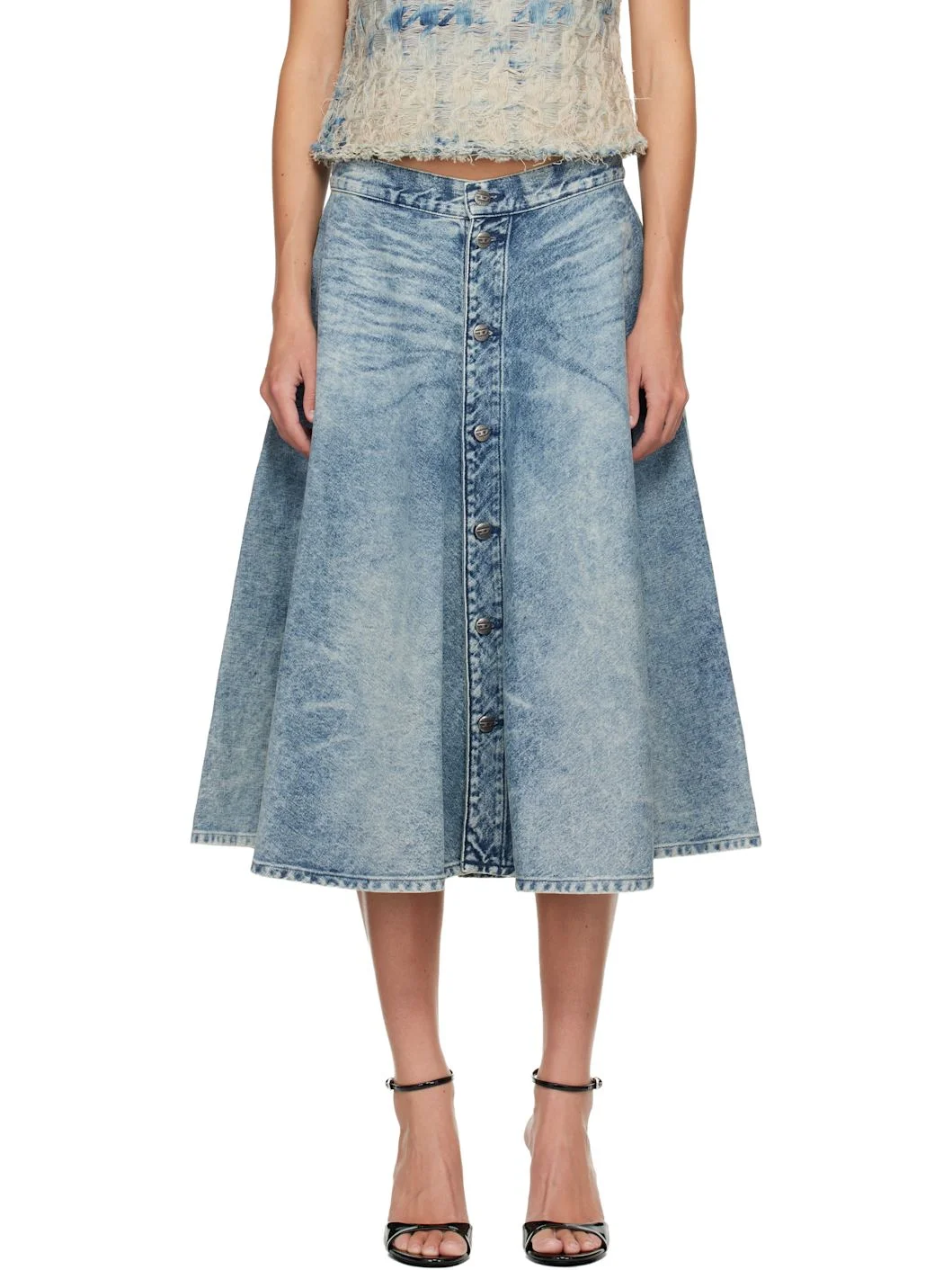 Blue De-Annet-B Denim Midi Skirt - 1