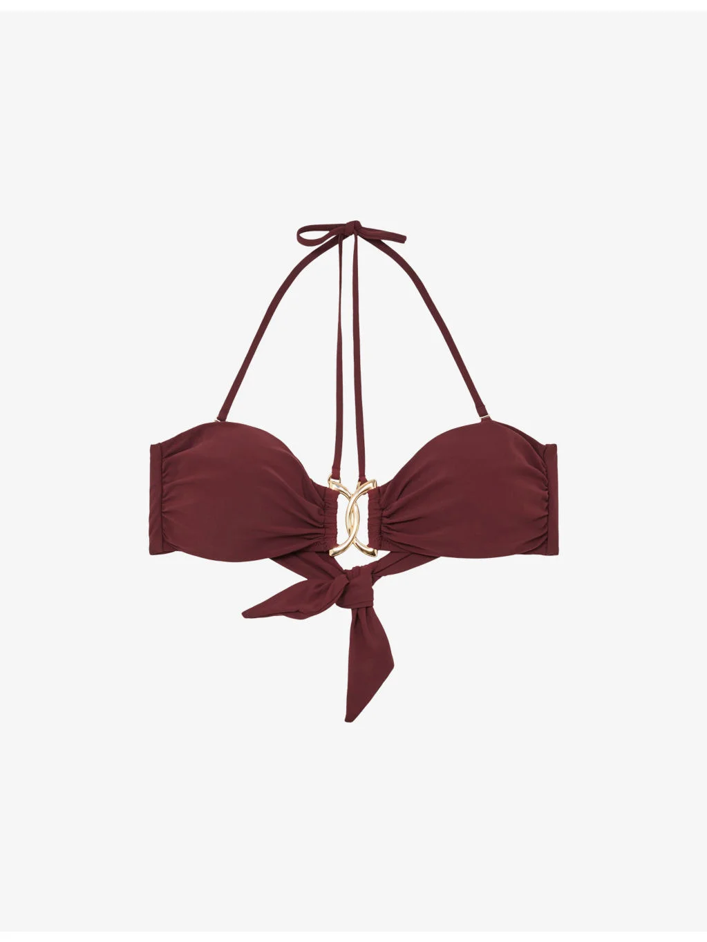 Johannah Halter-Neck Stretch-Woven Bandeau Bikini Top - 1