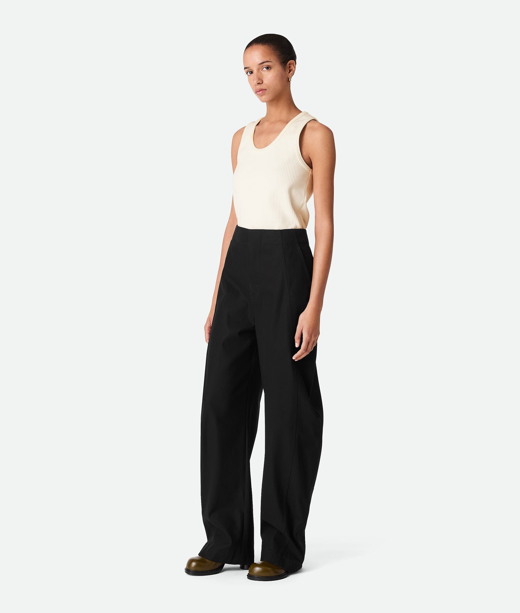 Cotton Twill Wide Leg Trousers - 1
