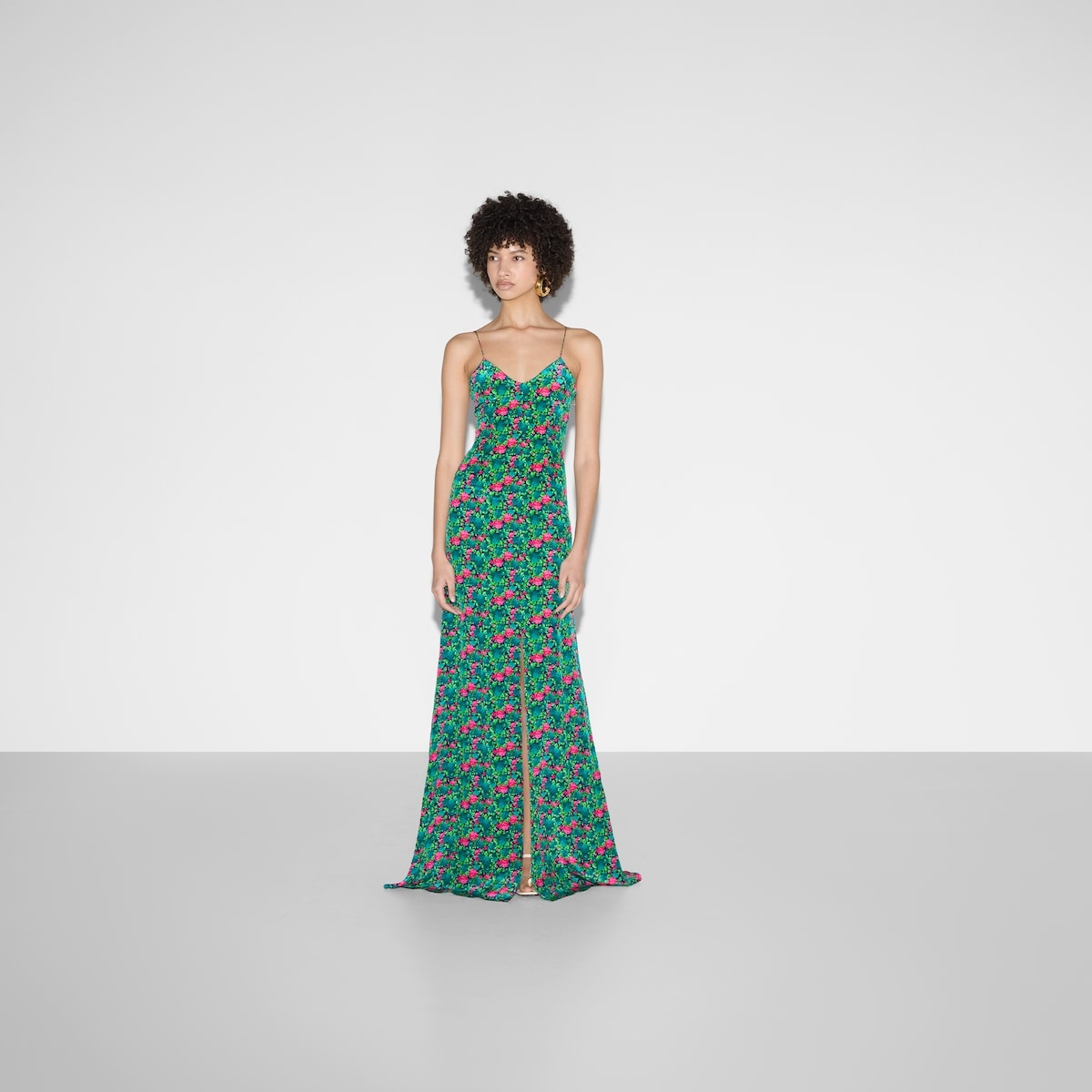 Floral print silk evening dress - 2