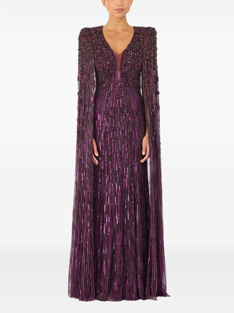 JENNY PACKHAM Sweet Silva beaded cape maxi dress outlook
