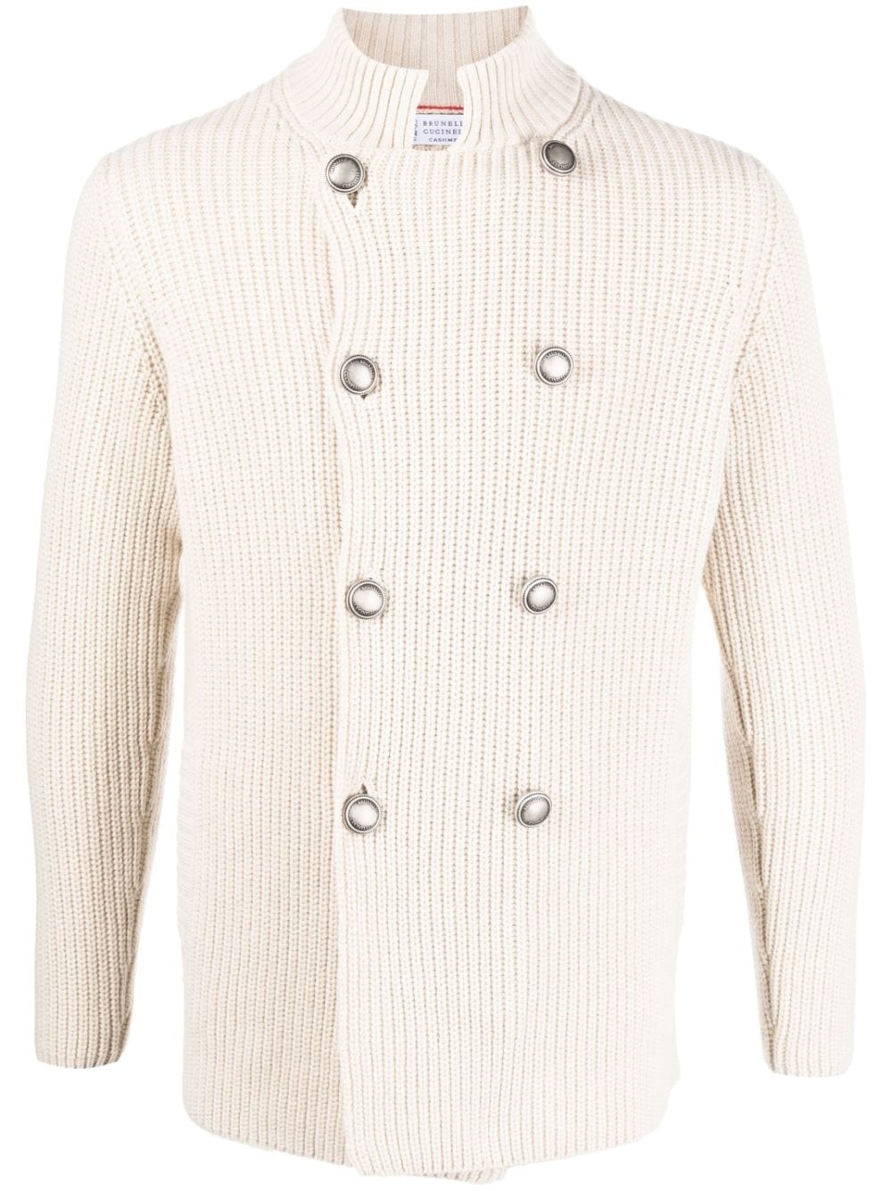 double-breasted wool-cashmere cardigan - 1